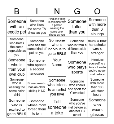 Get To Know Your Year! Bingo Card