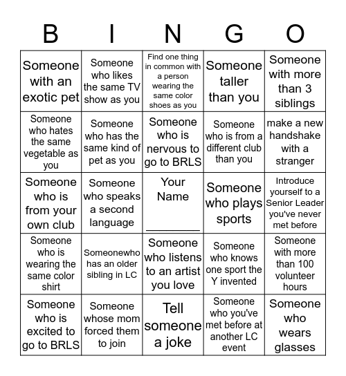 Get To Know Your Year! Bingo Card
