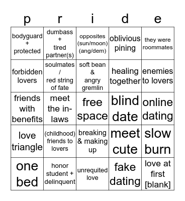 JUNE (PRIDE) TROPE BINGO Card