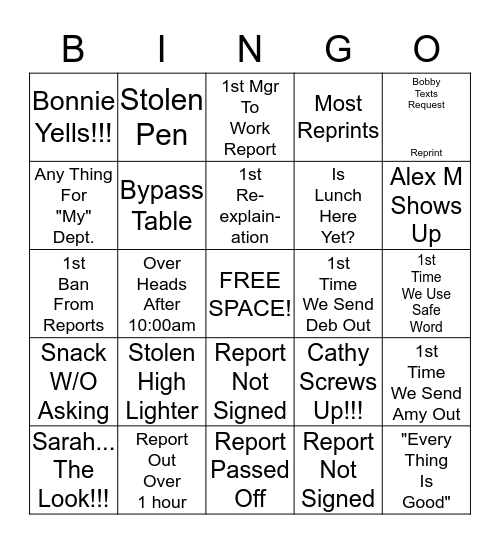 Home Depot Inventory Bingo Card