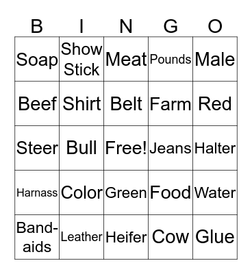 Beef Bingo Card