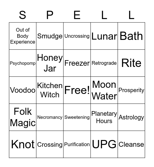 Crystal Witch Rise Bingo Card