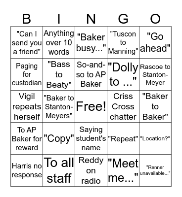 I'm Going to Throw the Walkie-Talkie Across the Room!!! Bingo Card