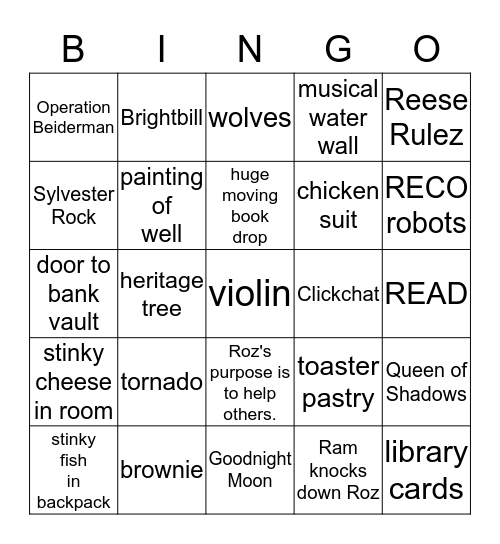 Battle of the Books Bingo Card