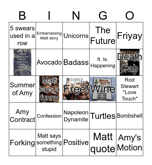 Amy & Matt's Bingo Card