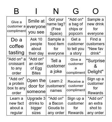 Partner Bingo Card