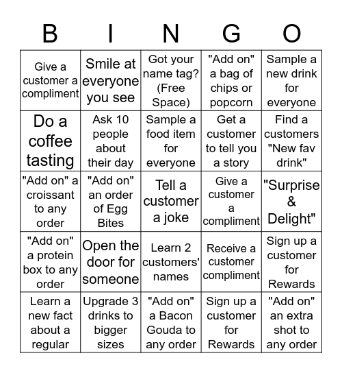 Partner Bingo Card