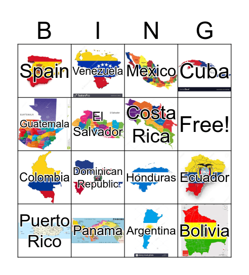 Country Bingo Card