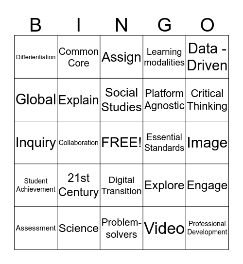 Discovery Education Techbook Bingo Card