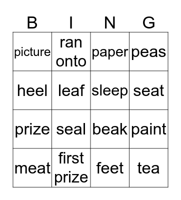 Wordlist 10 Bingo Card