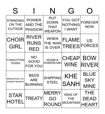 351 COLD CHISEL VS MIDNIGHT OIL Bingo Card