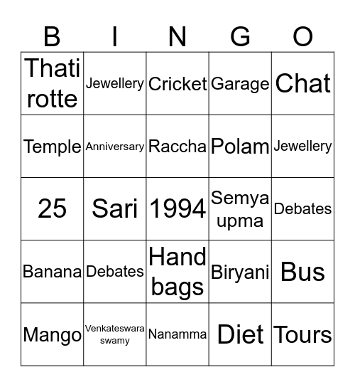 Vamsi❤️lakshmi Bingo Card