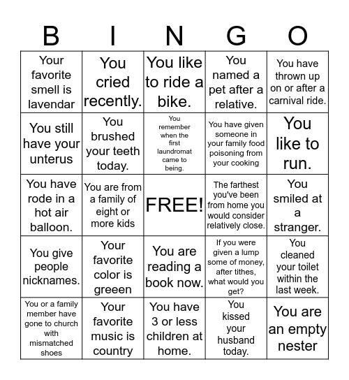 What Do You Know Bingo Card