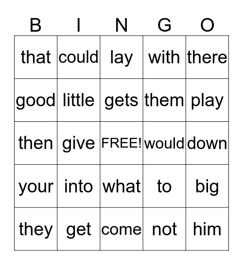 Word-O Bingo Card