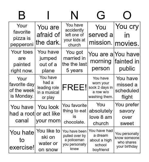 What Do You Know Bingo Card