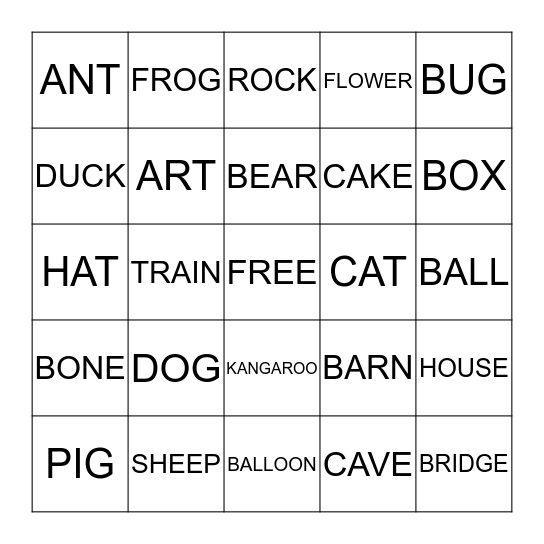 WORD WORLD Bingo Card
