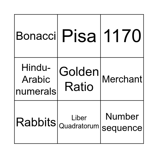 Fibonacci Bingo Card