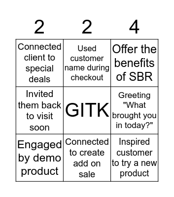 GITK Bingo Hustle Bingo Card