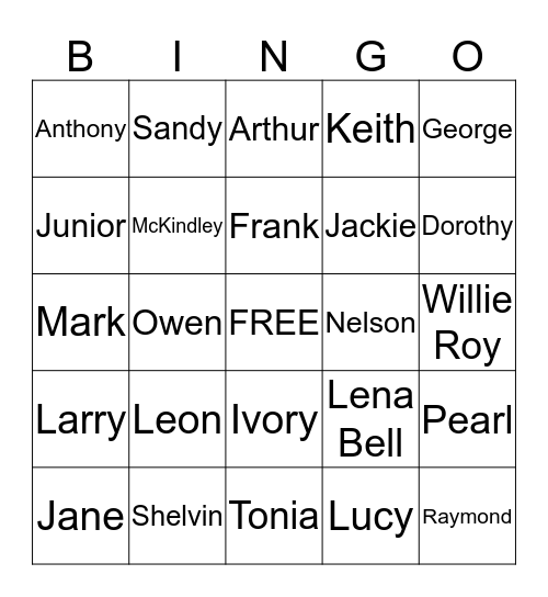 Alston Bingo Card