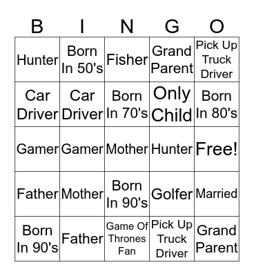 Speed Networking Bingo Card