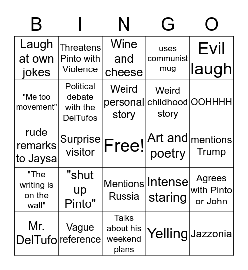 O'Malley Bingo Card