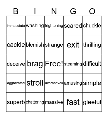 Synonyms  Bingo Card