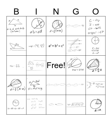 Geometry Brain Formula Sheet Bingo Card