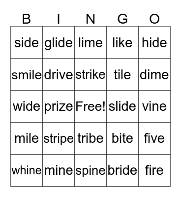 i-e Bingo Card
