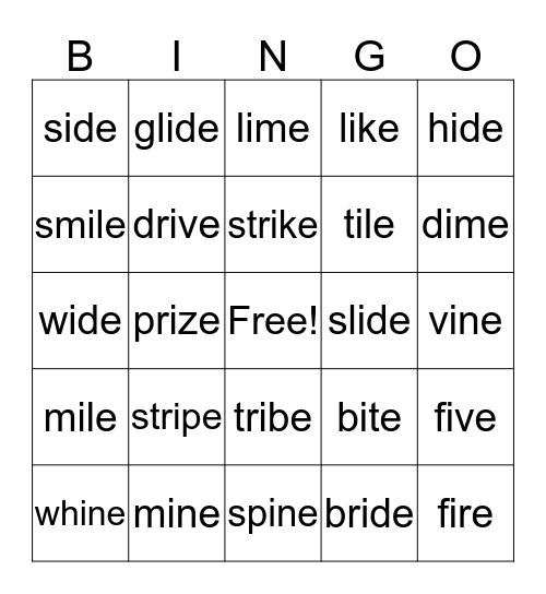 i-e Bingo Card
