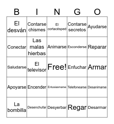 Vocabulary Bingo Card