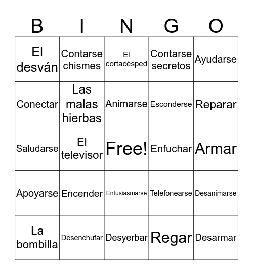 Vocabulary Bingo Card