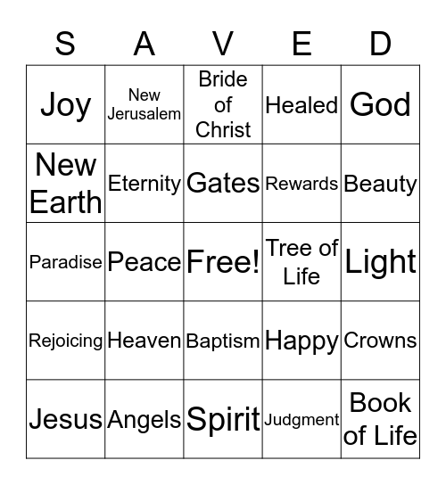 Heaven Bingo Card