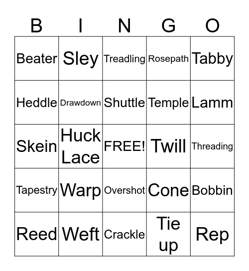 Weavers' Bingo Card