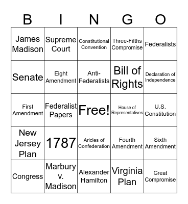 Constitution BINGO Card