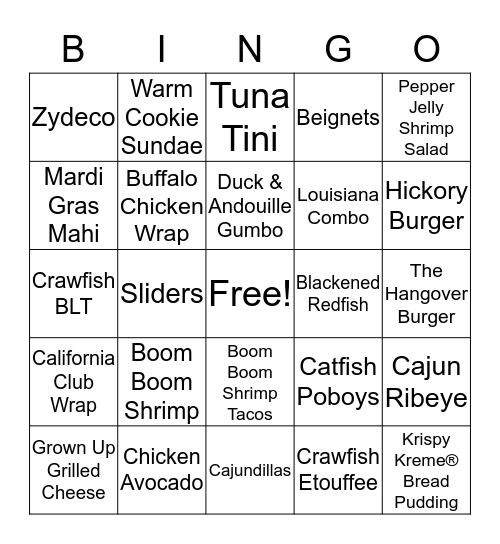 Walk-Ons Bingo Card