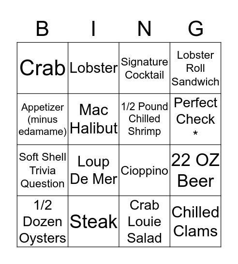 King's Bingo Card