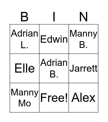 Who Are You?  Bingo Card
