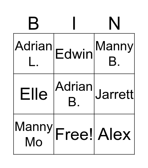 Who Are You?  Bingo Card