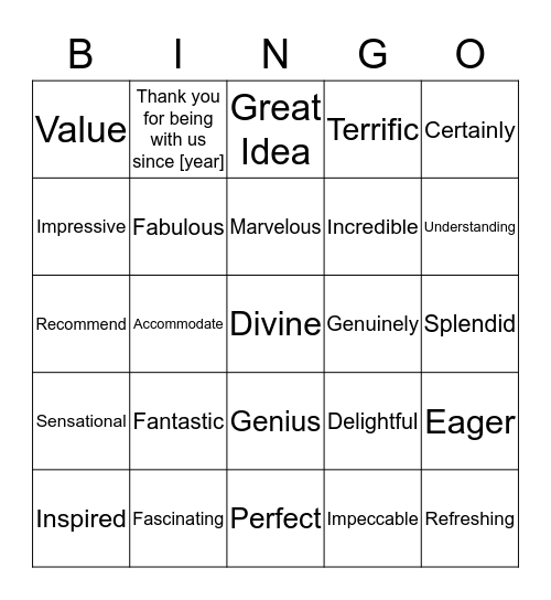 Power Word BLACKOUT BINGO Card