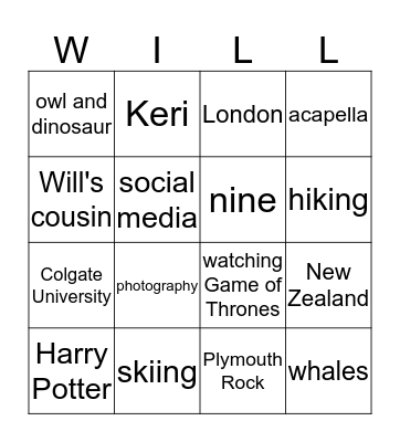 Will Bingo Card