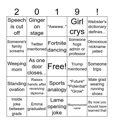 Graduation Bingo Card