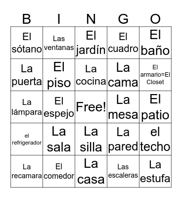 La casa Bingo Card