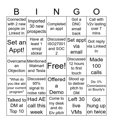 BUG Crowd Bingo Card