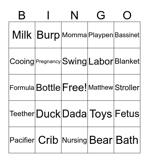 Welcome Little Rogers Bingo Card