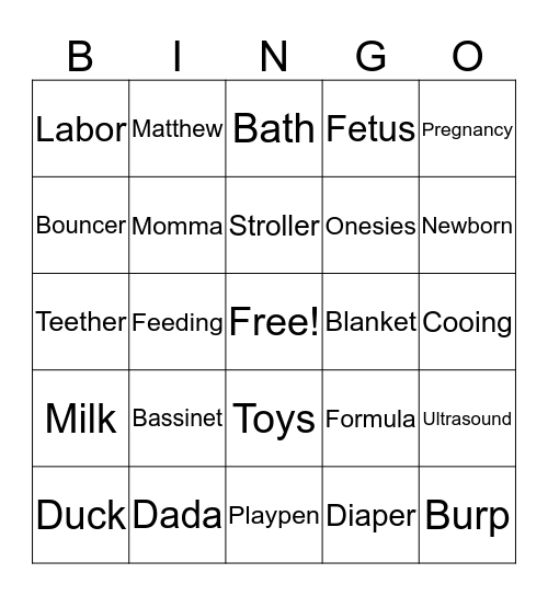 Welcome Little Rogers Bingo Card