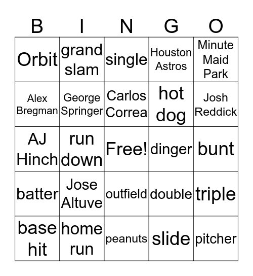 Baseball Bingo Card