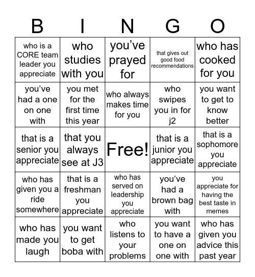 Find Someone... Bingo Card