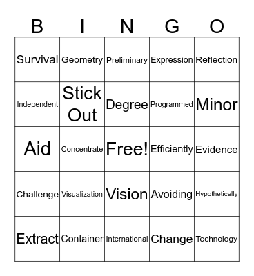 Somebody Everybody Listens To Academic Vocab Bingo Card