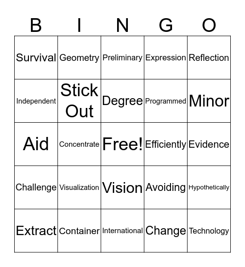 Somebody Everybody Listens To Academic Vocab Bingo Card