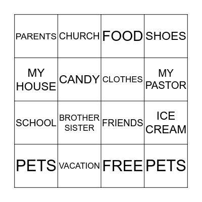 THANKFUL Bingo Card